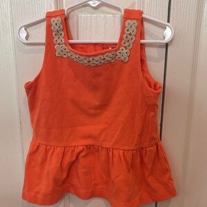 Janie and Jack Orange Peplum Tank with Gold Trim